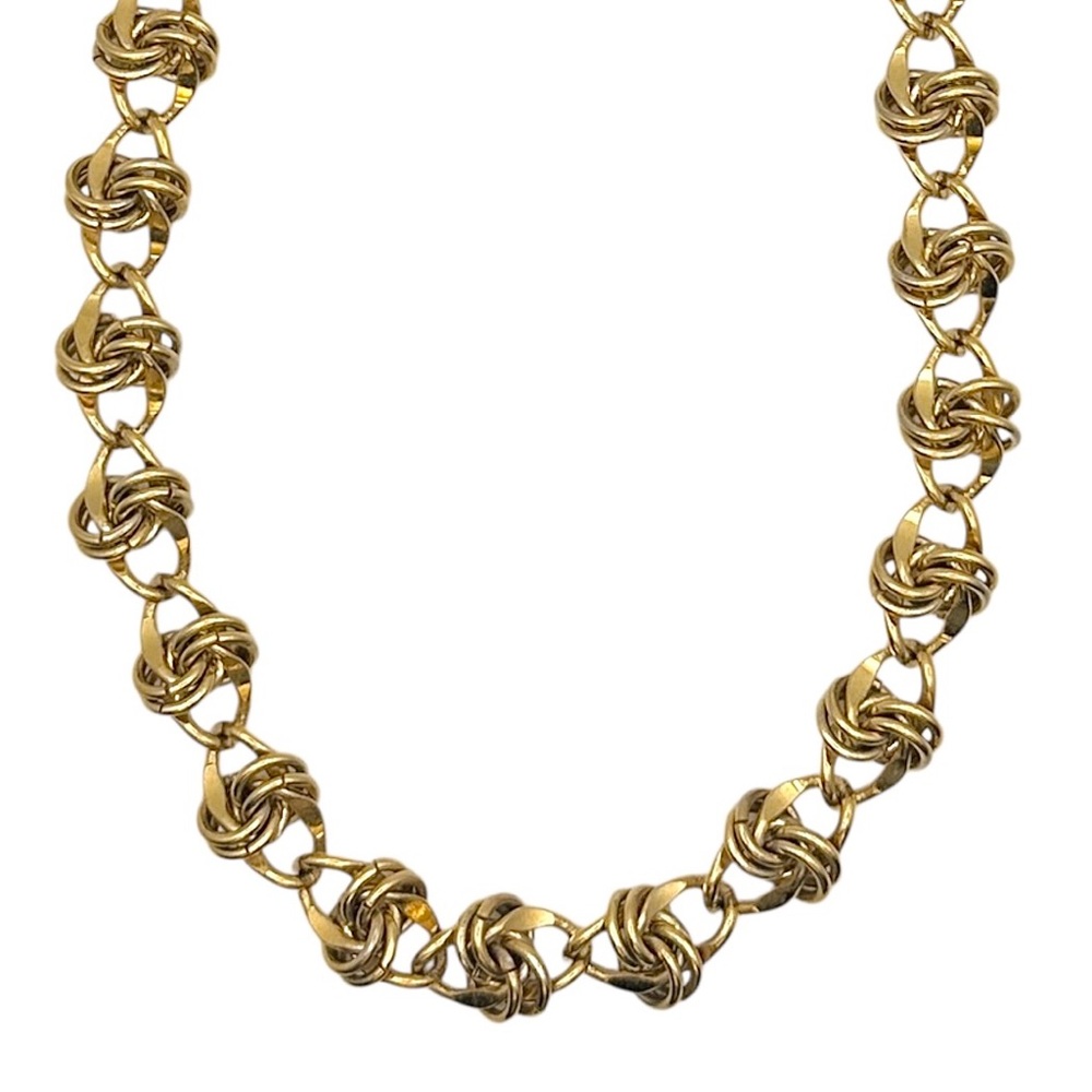 Vintage Gold Tone Sailor Knot Chunky Chain Statement Necklace 1950s 17”